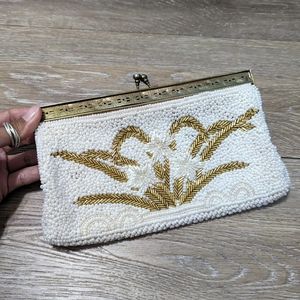 Vintage beaded clutch hand bag wallet purse chic elegant prom